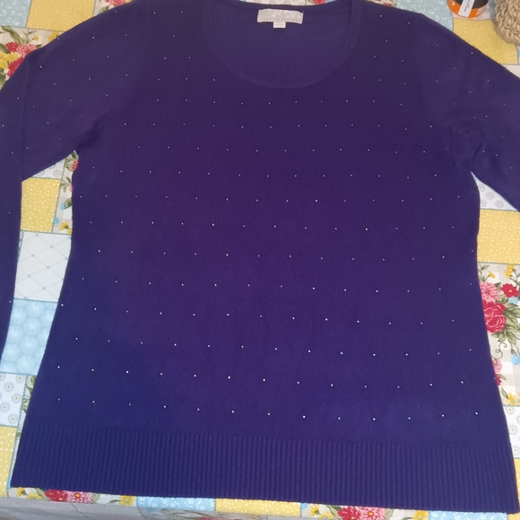 Carolyn Taylor Sweaters - Carolyn Taylor Deep Purple Crew Neck Sweater